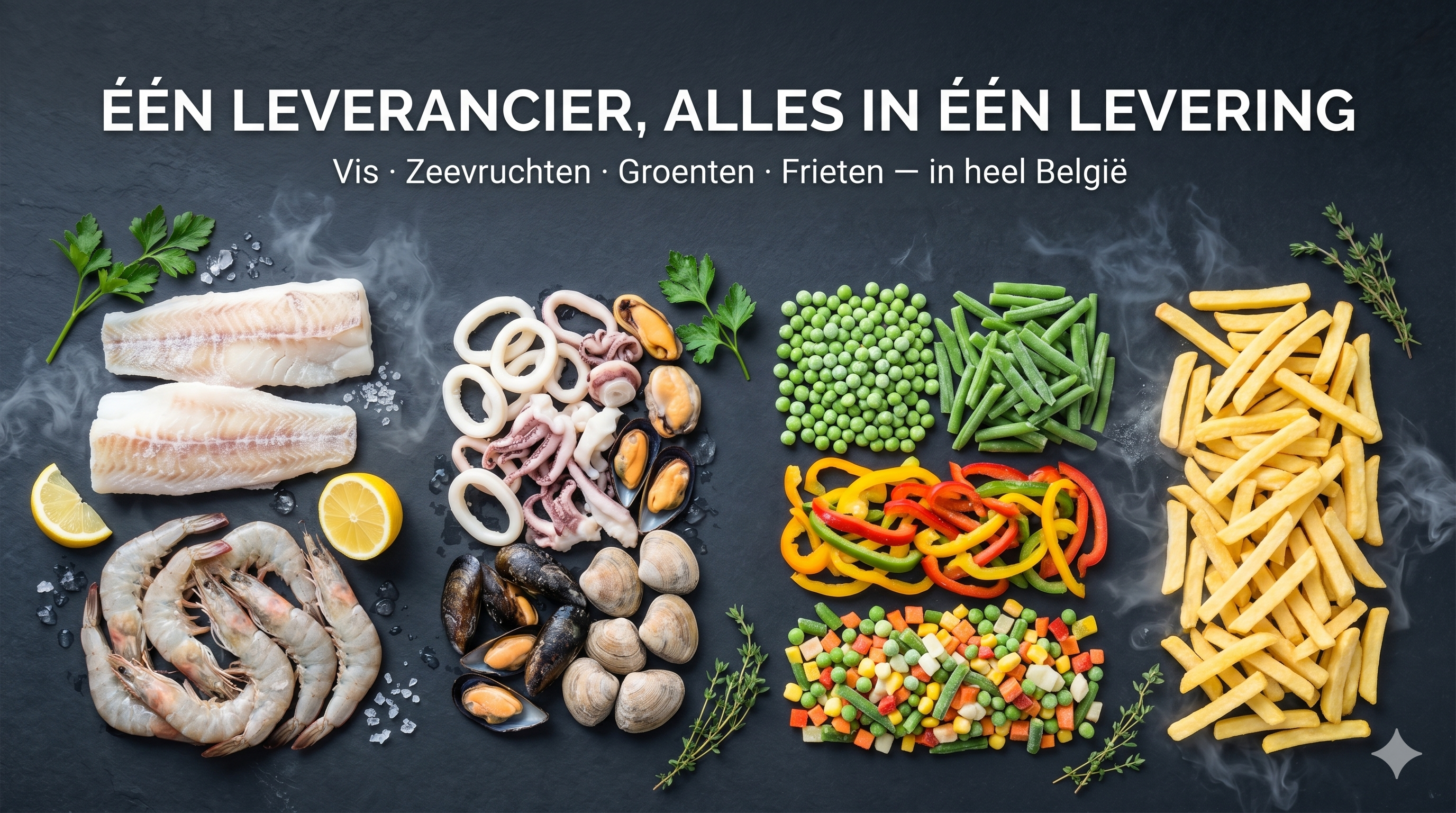 Diepvries totaalleverancier in België: vis, vlees, groenten en frieten in één levering