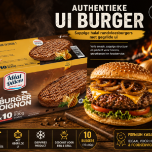 Hünkar Soğanlı Dana Burger 800g | Halal Rundvleesburgers met Gegrilde Ui