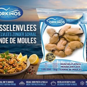 Orkinos Mosselenvlees 1kg | Diepgevroren Mosselvlees Zonder Schaal