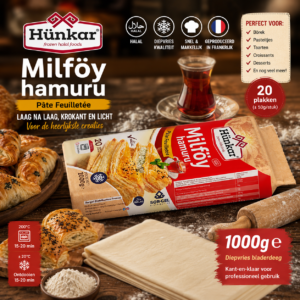 Hünkar Milföyl Hamuru 1000g – Diepvries Bladerdeeg voor Horeca & Groothandel