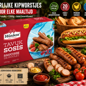Hunkar Tavuk Sosis 1300g | Halal Kipworstjes 20 Stuks